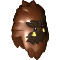 Minifig Head Special, Yeti with Shaggy Hair and Dark Brown Fur and Teeth Print / Reddish Brown