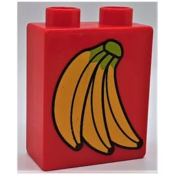 Duplo Brick 1 x 2 x 2 with Bananas Print / Red