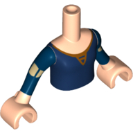 Lego Minidoll Torso Girl with Dark Blue Princess Dress , Long Sleeves, Gold Armbands and Light Nougat Hands / Light Nougat