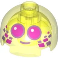 Brick Round 2 x 2 Dome Top with Large Purple Eyes and Squares Print