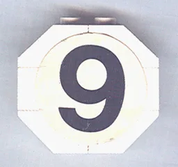 Stickered Assembly 4 x 1 x 3 with Black Number 9 Pattern (Sticker) - Sets 854 / 948