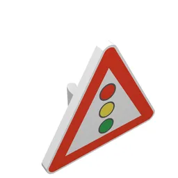 Road Sign Clip-on 2.2 x 2.667 Triangular with Traffic Light Print / White