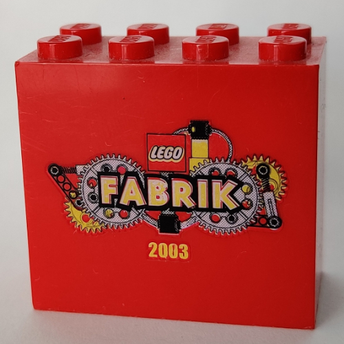 Lego Brick 2 x 4 x 3 with 'LEGO FABRIK 2003' Print / Red