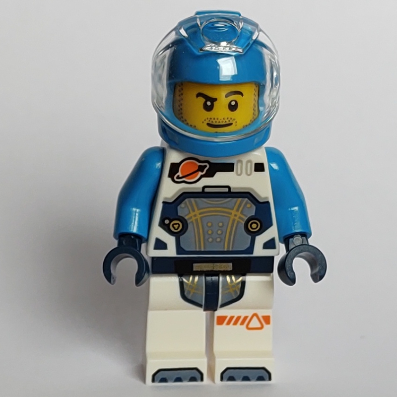 Lego Astronaut, White and Dark Blue Spacesuit, Dark Azure Helmet