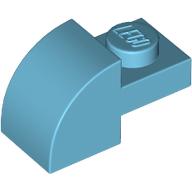 Lego Brick Curved 1 x 2 x 1 with Curved Top / Medium Azure