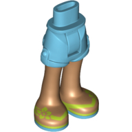 Lego Minidoll Hips and Shorts with Medium Nougat Legs and Lime Sandals Print / Medium Azure