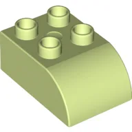Duplo Brick 2 x 3 with Curved Top / Yellowish Green