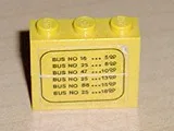 Stickered Assembly 3 x 1 x 2 with Bus Schedule Pattern (Sticker) - Set 379-1