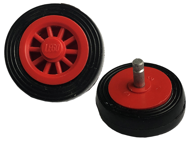 Lego Wheel Spoked 2 x 2 with Stud with Black Tire Smooth - Small Solid (bb0019 / 132old)