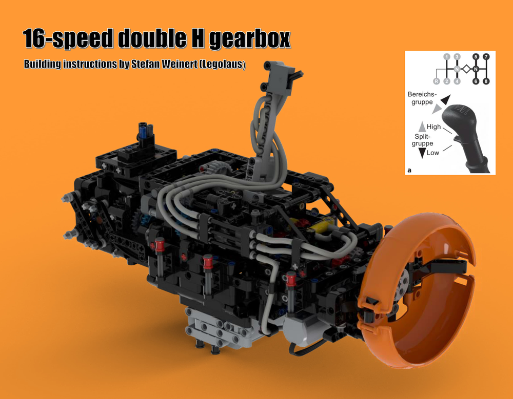 Lego Authentic realistic 16-speed double H heavy-duty truck gearbox