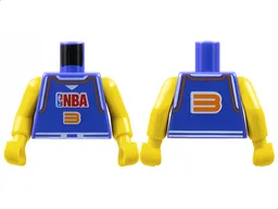 Torso Basketball Jersey Tank Top with White Trim, NBA Logo, and Orange Number 3 Pattern / Yellow NBA Arms