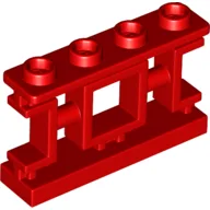 Fence 1 x 4 x 2 Ornamental Asian Lattice Square with 4 Studs / Red