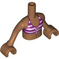 Lego Minidoll Torso Girl with Magenta and White Striped Bikini Top Print, Medium Nougat Arms and Hands / Medium Nougat