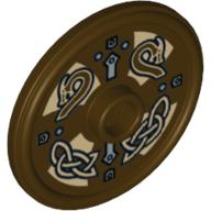 Lego Shield Round with Stud and Raised Rim with Runes Print