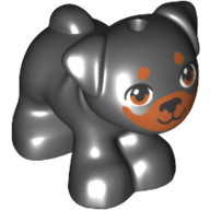 Lego Animal, Dog, Pug - Standing with Medium Nougat Eyes, Muzzle and Spots Print (Friends Apollo) / Black