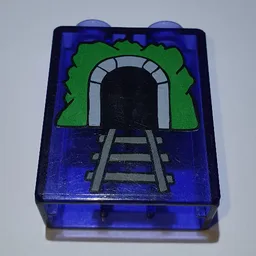 Duplo Brick 1 x 2 x 2 with Tunnel Print / Trans-Purple