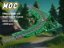 Hiking Path via Train Track Curve | Banked Train Track | Hikers | Forest