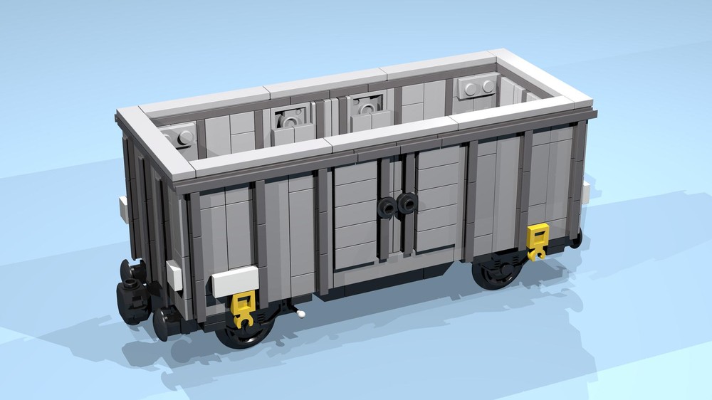 Lego 4-Wheel Open Wagon (9 studs wide, SNOT, mixed gray) v.2