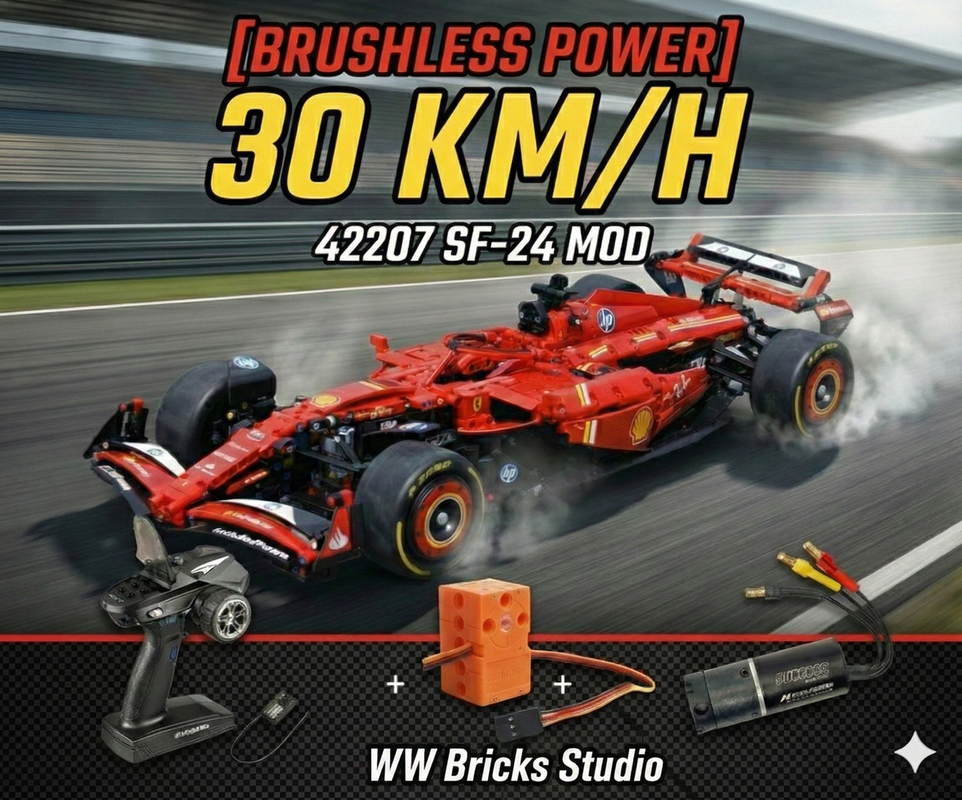 Lego [Brushless Motor] LEGO Technic 42207 SF-24 F1 Car – Up to 30 km/h RC Upgrade