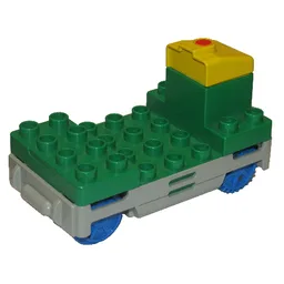 Duplo Train Locomotive Base with Battery Compartment, Light Gray Base and Blue Wheels / Green