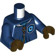 Torso, Robe, Hogwarts Crest, Nougat Laces, Blue Sweater Print, Dark Blue Arms, Dark Brown Hands / Dark Blue