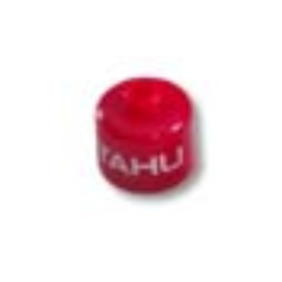 Lego Pen Bead, Round Large, Curved Edges / Cylinder with 'TAHU' Print / Red