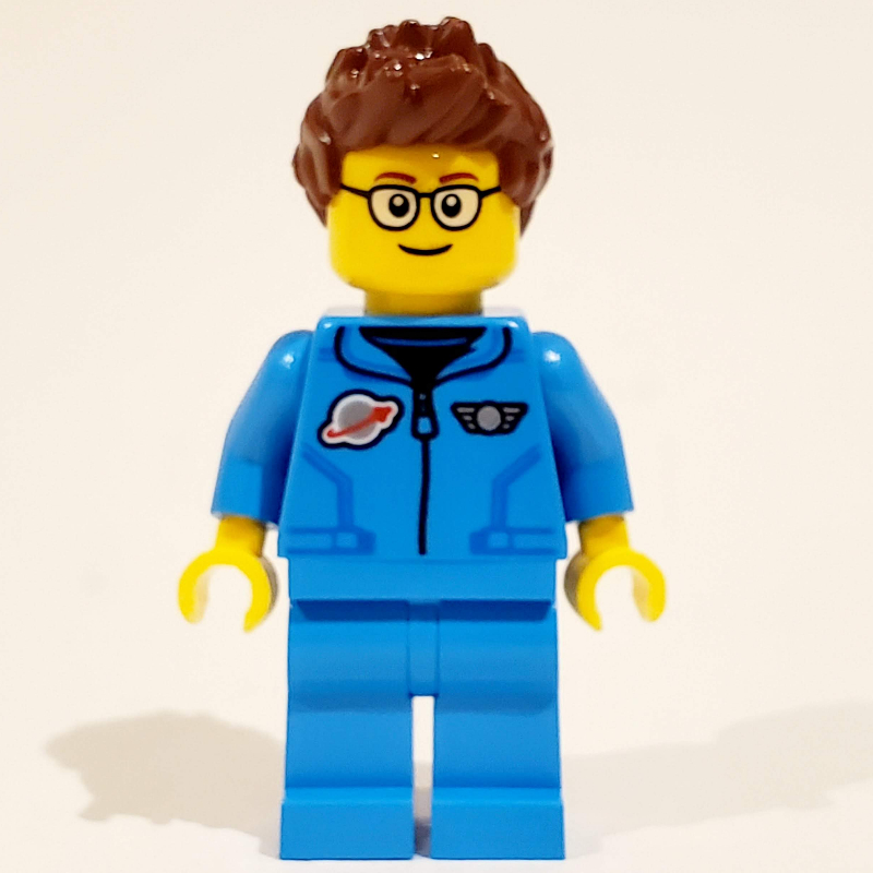 Lego Man, Dark Azure Tracksuit with Classic Space Logo, Glasses