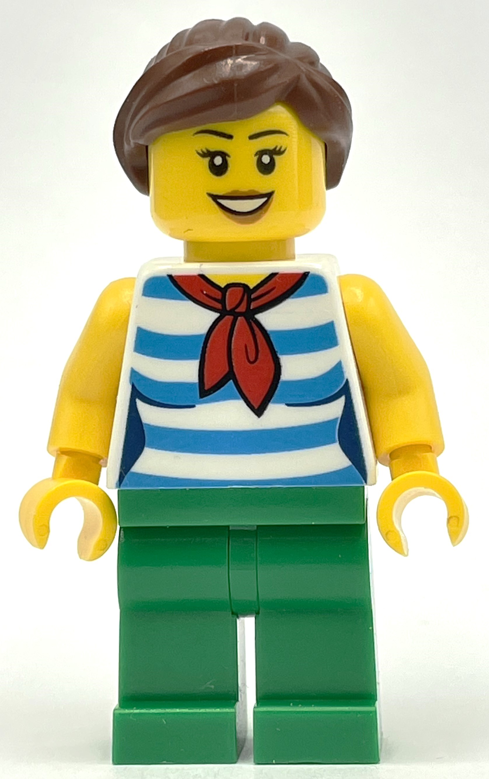 Lego White Torso, Green Legs, Reddish Brown Hair, Female