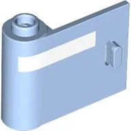 Door 1 x 3 x 2 Left - Open Between Top and Bottom Hinge with White Line Print / Bright Light Blue
