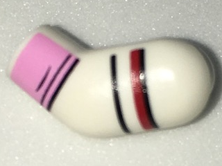 Lego Arm, Left with Black and White Shoulder Stripes and Bright Pink Glove Cuff Pattern