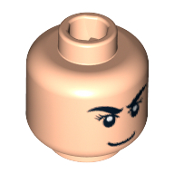 Lego Minifig Head Speed Racer, Eyebrows, Eyelashes, Smile, White Pupils Print / Light Nougat