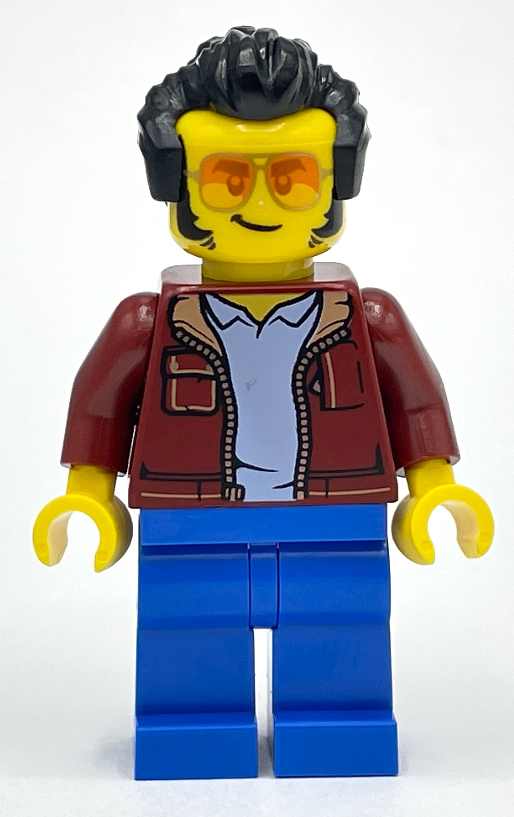 Lego Dark Red Torso, Blue Legs, Black Hair
