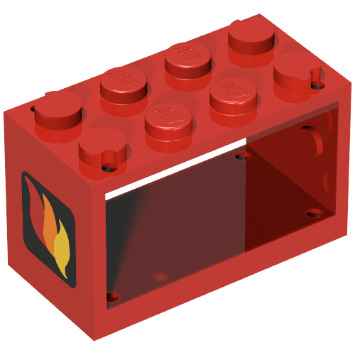 Lego String Reel 2 x 4 x 2 Holder with Classic Fire Logo Print