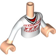 Lego Minidoll Torso Girl with White Sweater with Red Reindeer Print, Light Nougat Arms with Hands with White Sleeves Print / Light Nougat