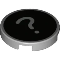 Tile Round 2 x 2 with '?' on Black Background Print / Light Bluish Gray