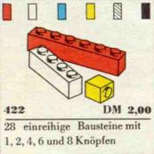 Lego 1 x 1, 1 x 2, 1 x 4, 1 x 6, 1 x 8 Bricks