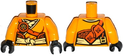 Lego Torso Ninjago Female Robe with Bright Light Yellow Sash and Scabbard Pattern / Bright Light Orange Arms / Black Hands
