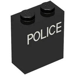 Brick 1 x 2 x 2 with White 'POLICE' Print