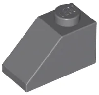 Brick Sloped 45° 2 x 1 with Bottom Pin / Dark Bluish Gray
