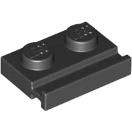 Plate Special 1 x 2 with Door Rail / Black