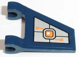 Flag 2 x 2 Trapezoid with Flat Edge with Orange Machinery on Silver Background Pattern Model Left Side (Sticker) - Set 70317