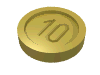 Lego Money / Coin with "10" Sans-serif Type / Chrome Gold