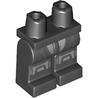 Lego Hips and Black Legs with Armor Lines, Light Bluish Gray Knees Print / Black