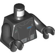 Lego Torso Jacket, Blue Rank Badge, Belt with Silver Buckle Print, Black Arms and Hands / Black