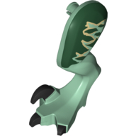 Lego Animal Body Part, Dinosaur, Raptor Leg, Left, with Pin, with Dark Green Stripes Print / Sand Green