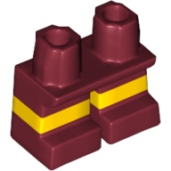 Lego Legs Short with Yellow Stripe Pattern [Multi Color Injection] / Dark Red