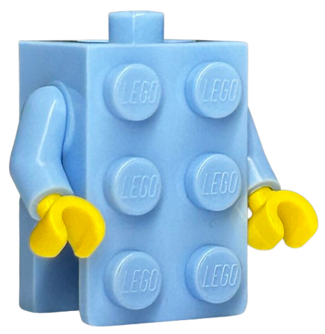 Lego Torso, 2 x 3 Brick Costume / Bright Light Blue Arms / Yellow Hands (BAM)