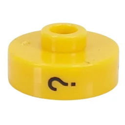Pen Bead, Round Short, Flat Edge with '?', '!', '&' Print / Yellow