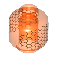 Lego Minifig Head (No Face), Honeycomb Print / Trans-Neon Orange