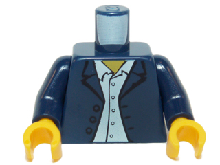 Lego Torso Town Blazer over White Button Down Shirt Pattern / Dark Blue Arms / Yellow Hands